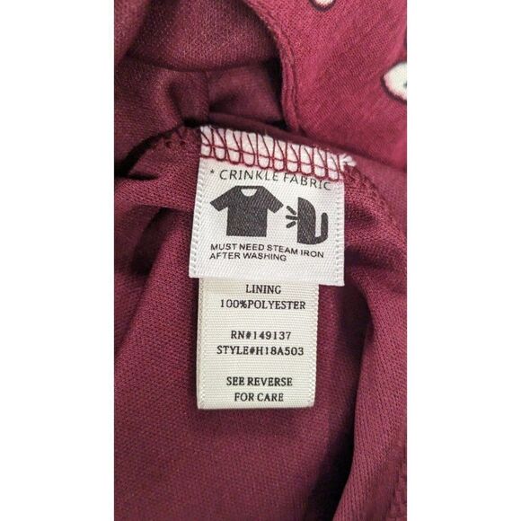 One The Land Womens Size Medium Maroon Rayon Floral Pleated Maxi Skirt - Picture 8 of 10